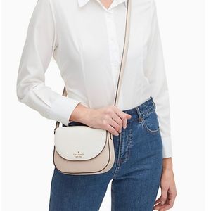 Kate Spade Leila colorblock mini flap crossbody
color: warm beige multi